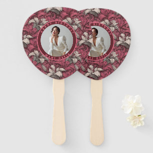 Customizable Pink Lilies Floral Birthday Party Hand Fan