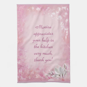 (Customizable) Pink Magnolia Kitchen Towel