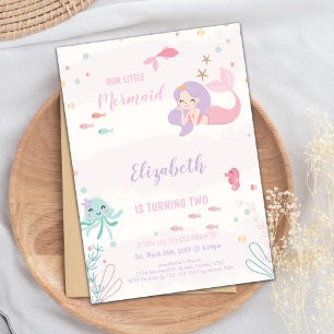 Customizable Pink Mermaid Birthday Invitation