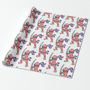 Customizable Pink Ninja Pattern Wrapping Paper