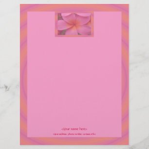 Customizable Pink Plumeria Tropical Letterhead