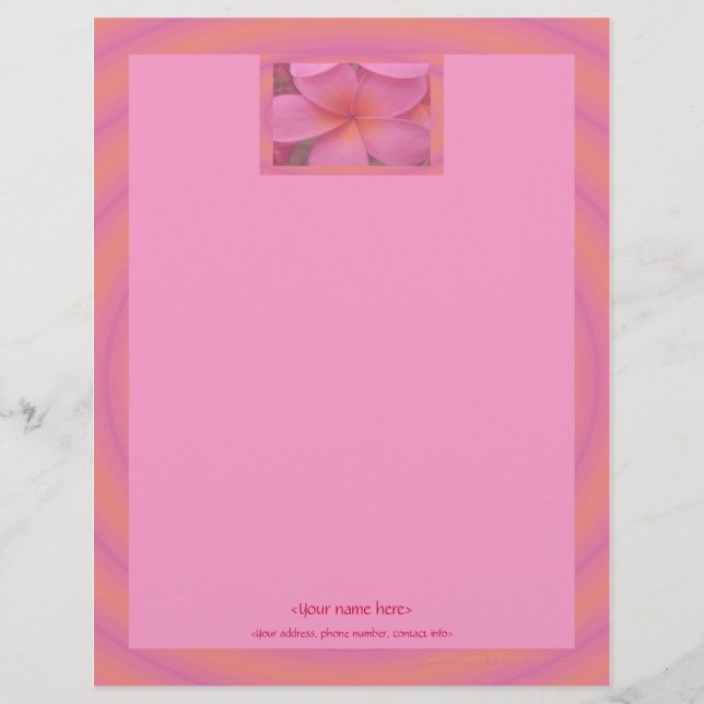 Customizable Pink Plumeria Tropical Letterhead (Front)