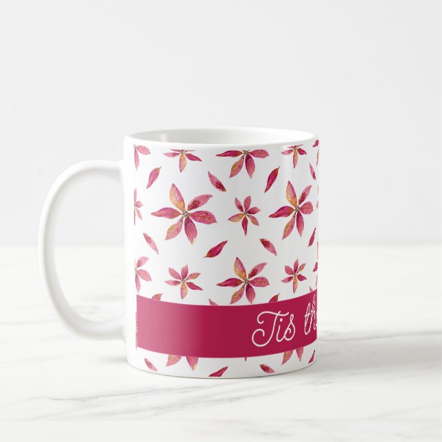 Customizable Pink Poinsettia Coffee Mug (Left)