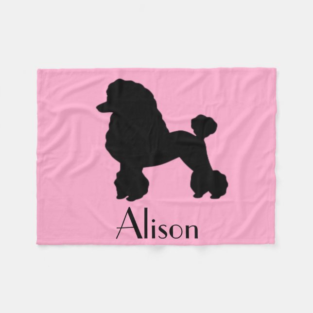 Customizable Pink Poodle Skirt Fleece Blanket (Front (Horizontal))
