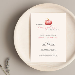 Customizable Pink Pumpkin Baby Shower Invitation