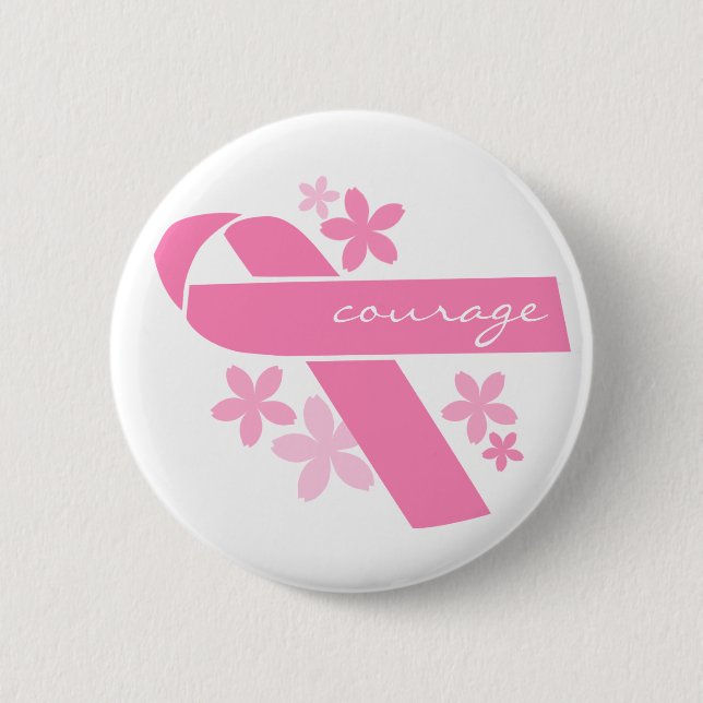 Customizable Pink Ribbon 2 Inch Round Button (Front)