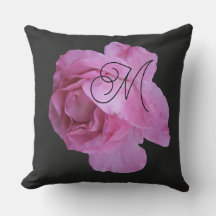 Customizable pink rose M monogram personal black