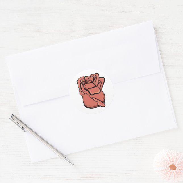 Customizable Pink Rose Sticker (Envelope)