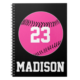 Customizable Pink Softball Notebook
