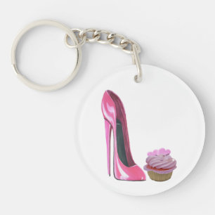 Customizable Pink Stiletto and Cupcake Key chain