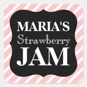 Customizable Pink Striped Homemade Jam Jar Label