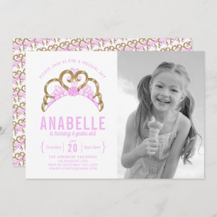 Customizable Pink Tiara Photo Birthday Invitation