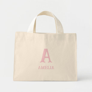 Customizable Pink Vintage Monogram Easter Heirloom Mini Tote Bag