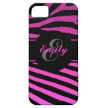 Customizable pink zebra stripes iphone 5 case