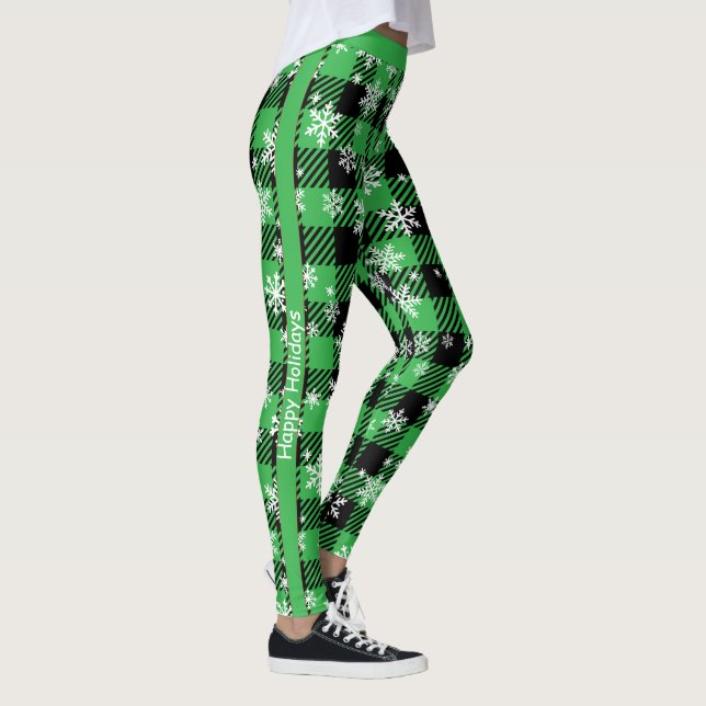 Customizable Plaid "Happy Holidays" Leggings (Right)