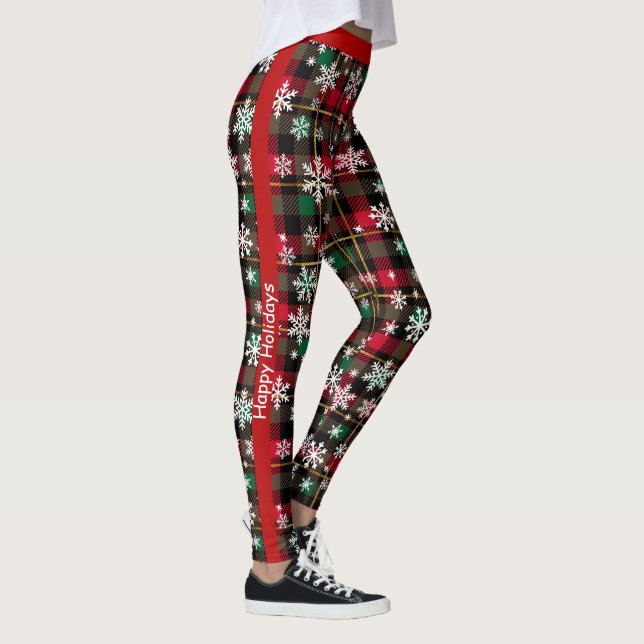 Customizable Plaid "Happy Holidays" Leggings (Right)