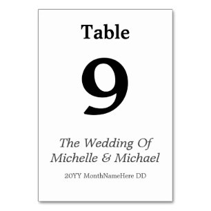 Customizable & Plain Table Number Card