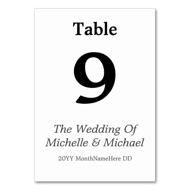 Customizable & Plain Table Number Card (Front)