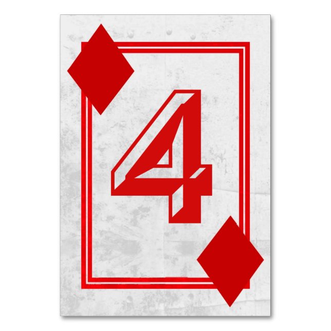 Customizable Playing Card Table Numbers (No.4) (Front)