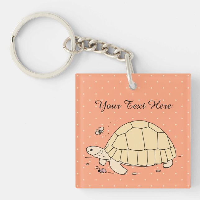 Customizable Ploughshare Tortoise Keychain (Front)
