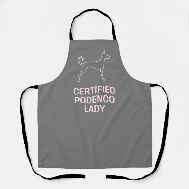 Customizable Podenco Dog Pink Silhouette  Apron (Front)