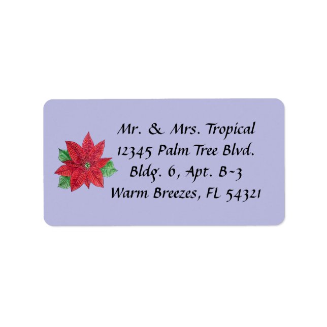 Customizable Poinsettia Address Labels - Lavender (Front)