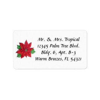 Customizable Poinsettia Address Labels - White