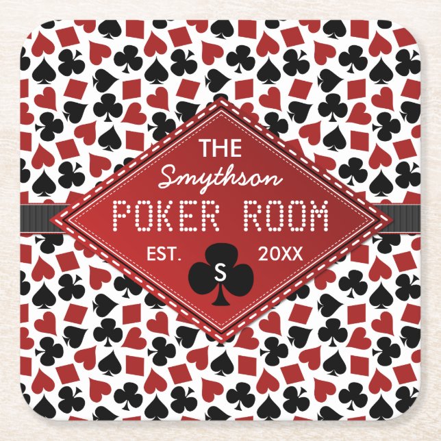 Customizable Poker Room Casino Square Paper Coaster (Front)