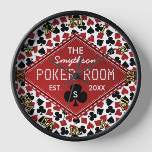 Customizable Poker Room Casino Wall Clock