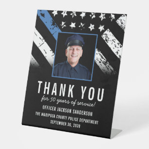 Customizable Police Retirement Photo Party Welcome Pedestal Sign