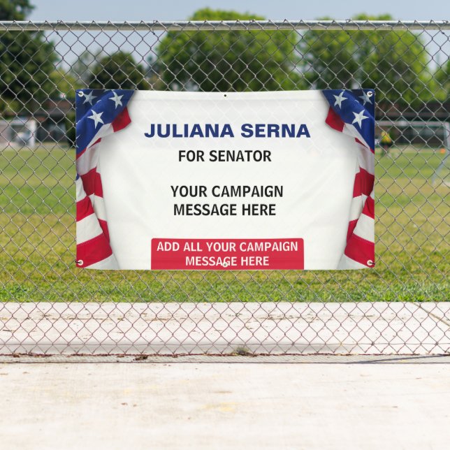 Customizable Political Campaign American Flag Banner (Insitu)