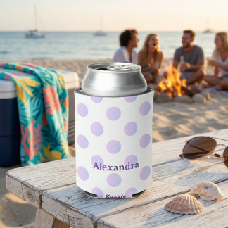 Customizable Polka Dot Can Cooler