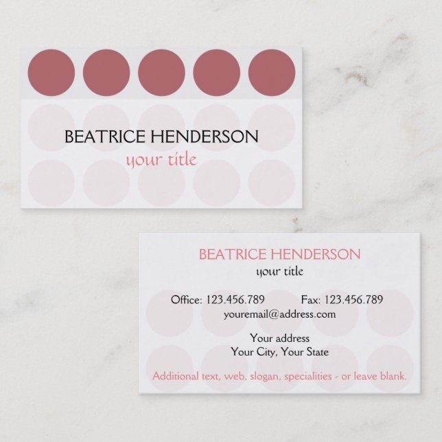 Customizable Polka Dots any Colour on White Business Card (Front/Back)