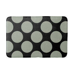 Customizable Polka Dots Pattern any Colour on Blac Bath Mat