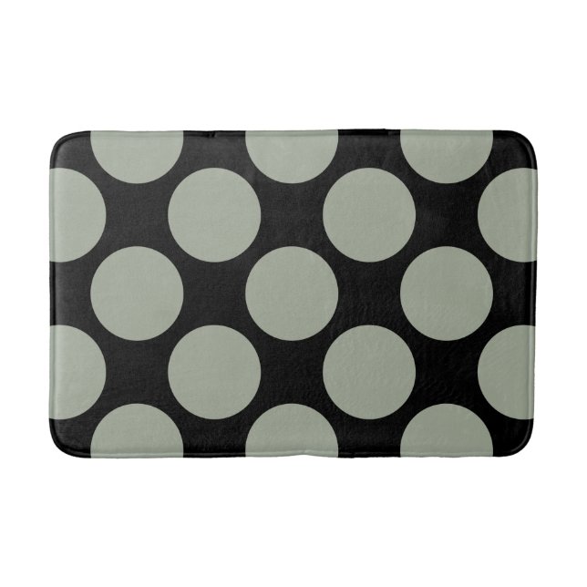 Customizable Polka Dots Pattern any Colour on Blac Bath Mat (Front)