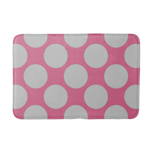 Customizable Polka Dots Pattern any Colour on Pink Bath Mat
