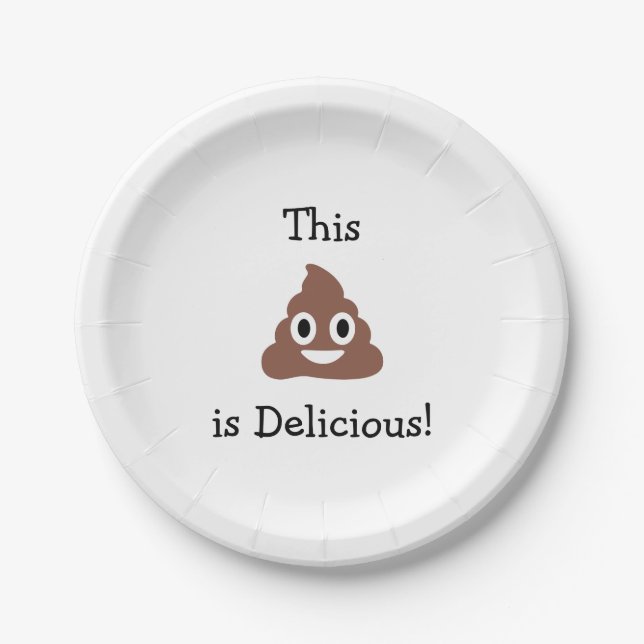 Customizable Poo Emoticon Paper Plate (Front)