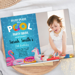 Customizable Pool Party Invitations for Kids
