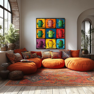 Customizable Pop Art Cactus Grid Wall Art