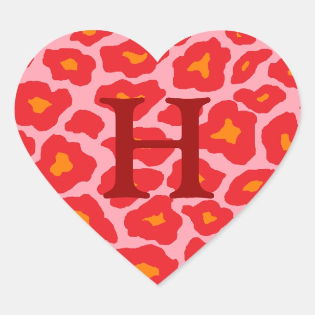 Customizable Pop Leopard Heart Sticker (Front)