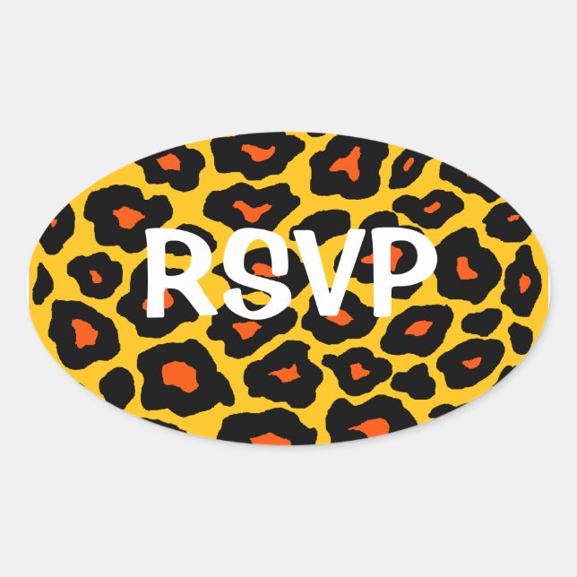 Customizable Pop Leopard Oval Sticker (Front)