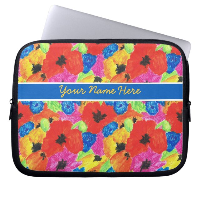 Customizable Poppies and Cornflowers Laptop Sleeve (Front)