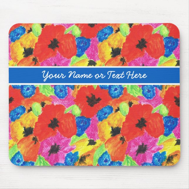 Customizable Poppies and Cornflowers Mousepad (Front)
