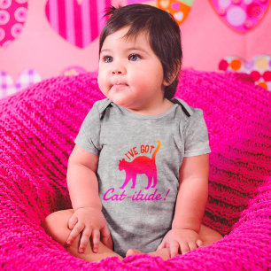 Customizable Popular Colourful I've Got Cat-itude Baby Bodysuit