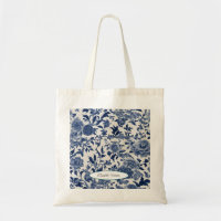 Customizable Porcelain Elegance: Blue Floral