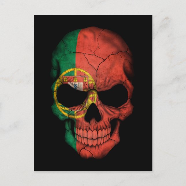 Customizable Portuguese Flag Skull Postcard (Front)