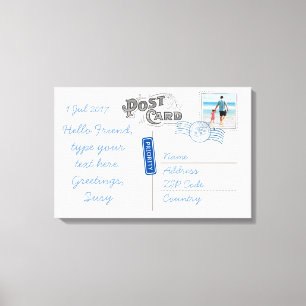 Customizable Postcard Backside Canvas Print