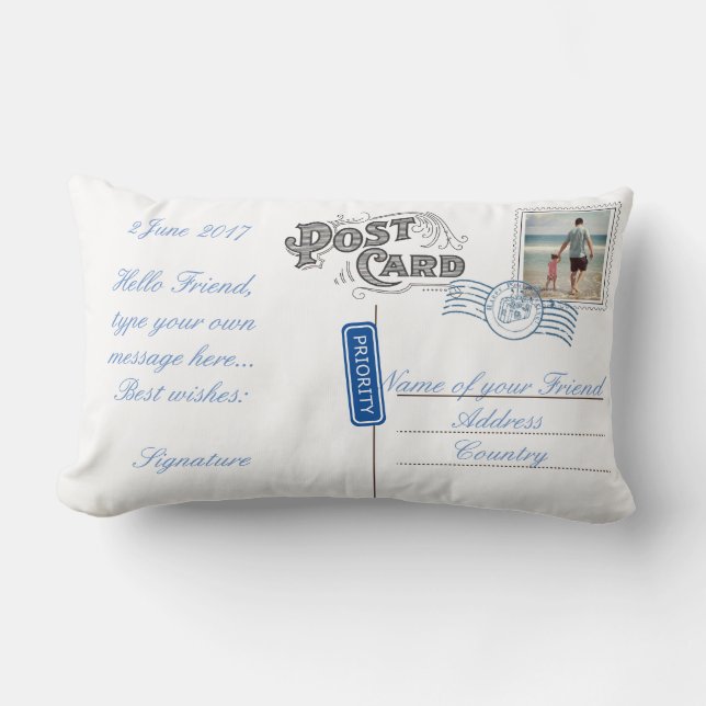 Customizable Postcard Pillow with your Message (Front)