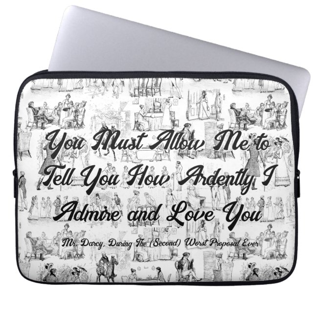 Customizable Pride and Prejudice Ardently Quote Laptop Sleeve (Front)