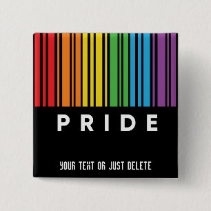 Customizable Pride Rainbow Barcode LGBTQIA+ 2 Inch Square Button